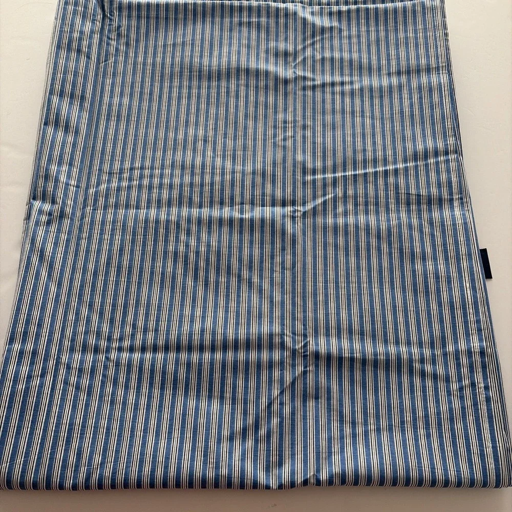 Vintage Ralph Lauren Full Flat Sheet Blue White Navy Stripe 100% Cotton USA